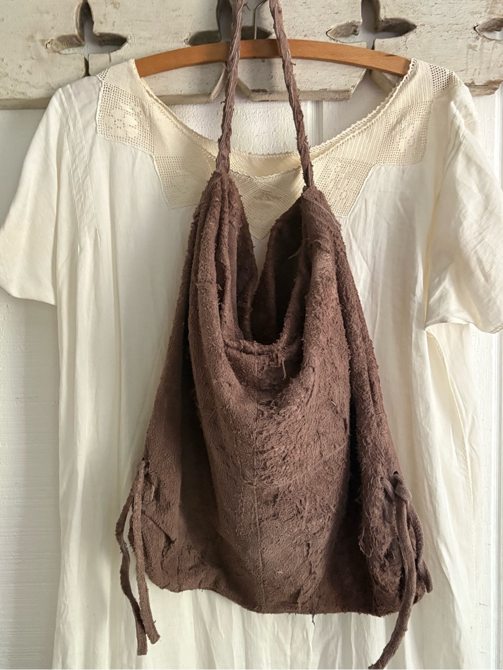 Boho Hippie Brown Slouch Shoulder Bag All natural Leather